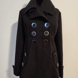 Chime Juniors Black Stylish Pea Coat - Black - Medium